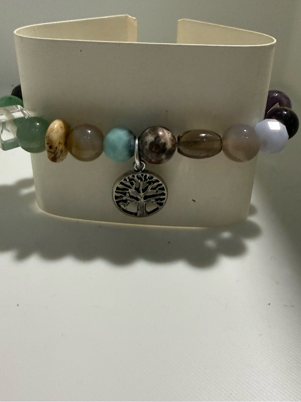 Source Unknown Multicolor Bead Bracelet with Tree of Life Charm